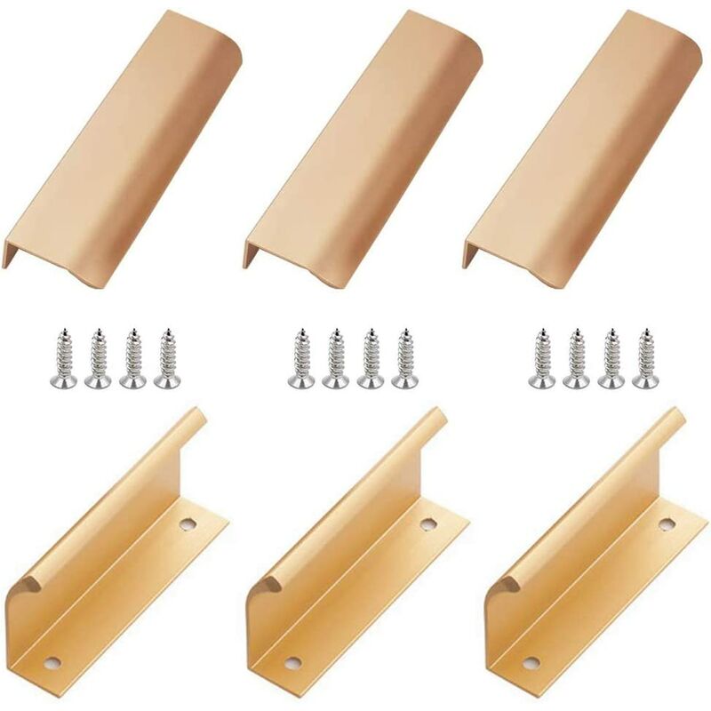 

Tirador de aluminio oculto, juego de 4 tiradores invisibles de aleación de aluminio para gabinetes de cocina, sala de estar (150x40 mm) (dorado)