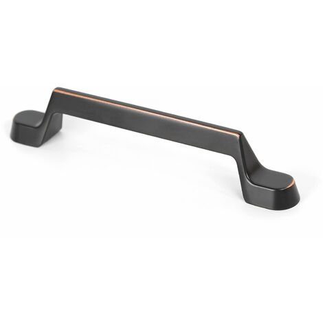 Tirador de Asa para Mueble  Estilo Contemporáneo  Fabricado en Zamak  Acabado en Cobre negro cepillado  Distancia Entrepuntos: 128 mm  Medidas 1451828 mm  Fijación Atornillado  Incluye Tornillos M4  2