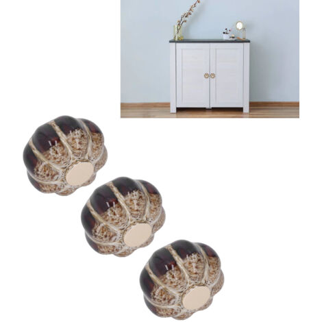Tirador de cerámica con forma de calabaza – juego de 3 para cocinas y armarios – diseño ergonómico vintage