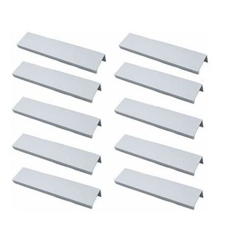 Tirador de perfil 10, tirador para mueble de cocina – Tirador invisible, tirador para mueble cepillado, tirador para mueble de aleación de aluminio plateado, distancia entre ejes 96 mm