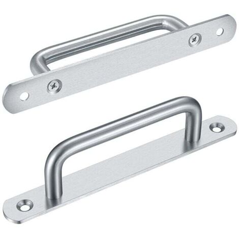 Tirador de puerta corredera para puertas de granero, tirador de puerta corredera con placa de acero inoxidable para puertas de granero, armarios, alacenas – 192 mm