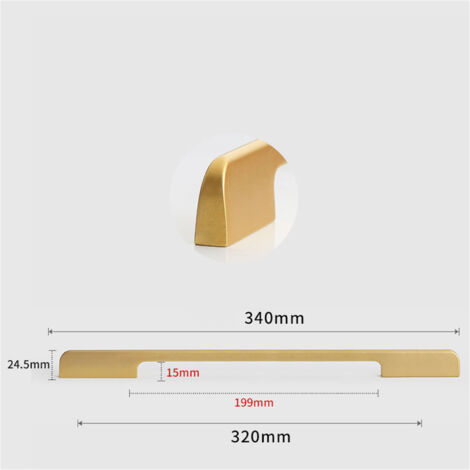 Tirador de puerta de aluminio, color dorado, modelo A, distancia entre orificios 320 mm, para armario, vestidor o zapatero.