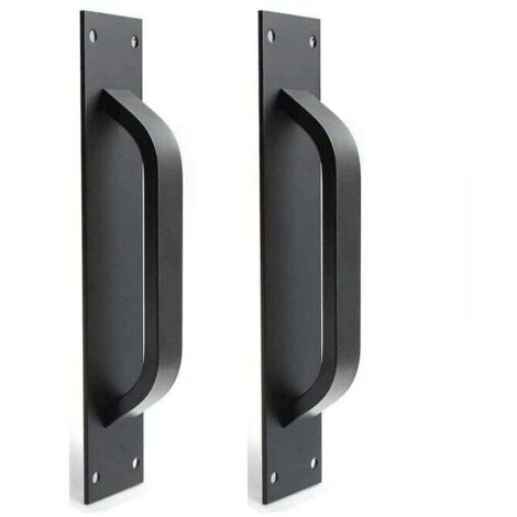Tirador de puerta de granero de aleación de zinc (negro) - Tiradores para puertas corredizas, puertas cortafuegos y armarios