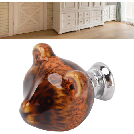 Tirador decorativo de cerámica naranja con forma de oso, aleación de zinc, 6 piezas, para cómoda/dormitorio.