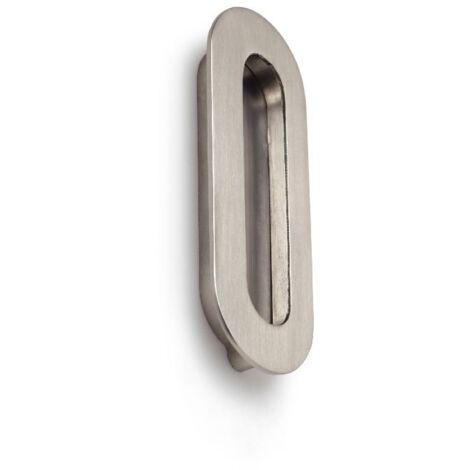 Tirador embutido de zamak con acabado, dimensiones:108x41x12mm y entrepuntos:96mm -