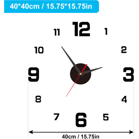 Tirador giratorio acrílico 3D para armar uno mismo, sin marco y con iluminación, para sala de estar, oficina, dormitorio, negro moderno, 40 cm
