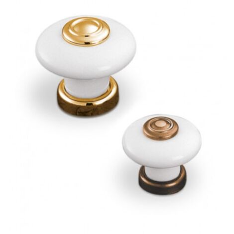 Tirador Hat 9551 - Blanco/Bronce viejo. 30mm. ⌀37mm.