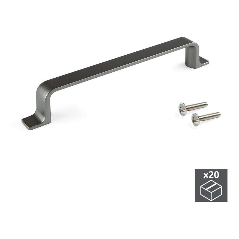 

Tiradores para mueble, intereje 128 mm, Zamak, color titanio, 20 ud.