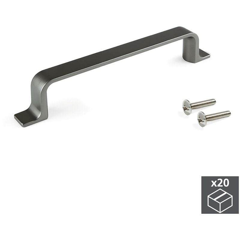 

Tiradores para mueble, intereje 96 mm, Zamak, color titanio, 20 ud.