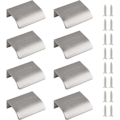 Tirador lateral UlisemFinger, 8 piezas, tirador oculto de estilo moderno para cajón, tirador invisible de aleación de aluminio para gabinete, tirador para cajón, 50 mm/níquel cepillado