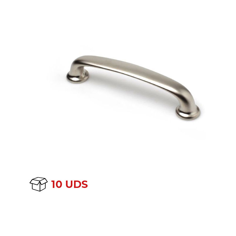 

Tirador Asa Mueble | Estilo Contemporáneo | Fabricado en Zamak | Acabado en Níquel Bisú | Distancia Entrepuntos: 128 mm | Medidas 280*134*57 mm |