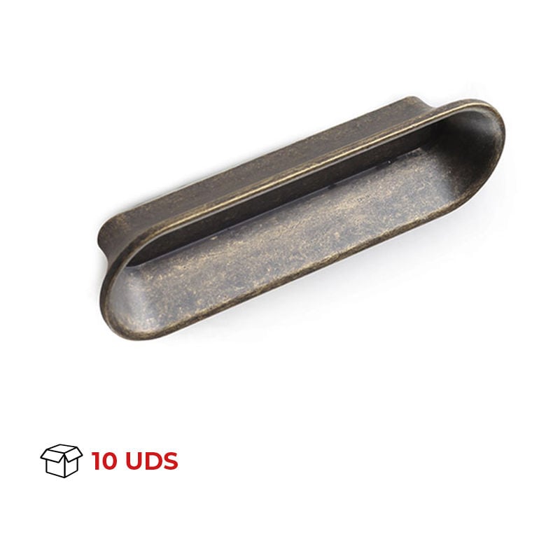 

Tirador Asa Mueble | Estilo Contemporáneo | Fabricado en Zamak | Acabado en Cuero Viejo | Distancia Entrepuntos: 96 mm | Medidas 134*92*80 mm |