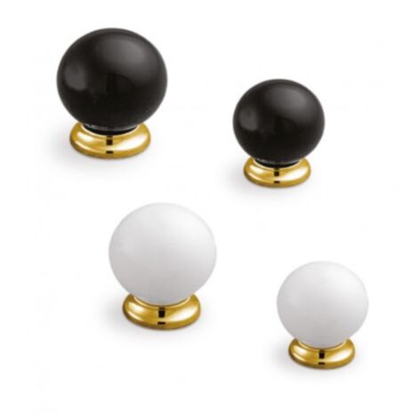 Tirador Orb 5101 - Blanco/Dorado brillo. 38mm. ⌀34mm.