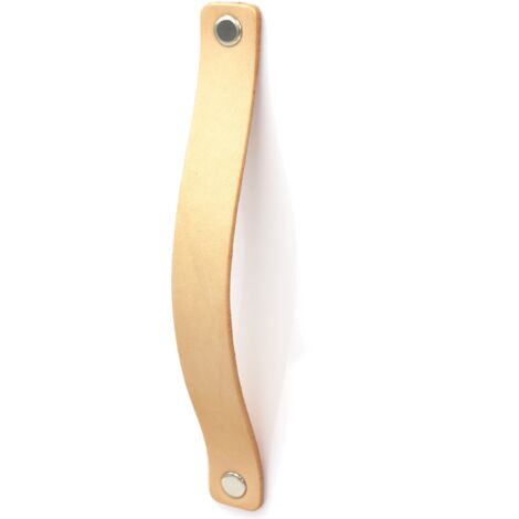 Tirador para mueble de piel 16 cm, luz natural, color Madera Negra, tiradores para mueble + herrajes y tornillos