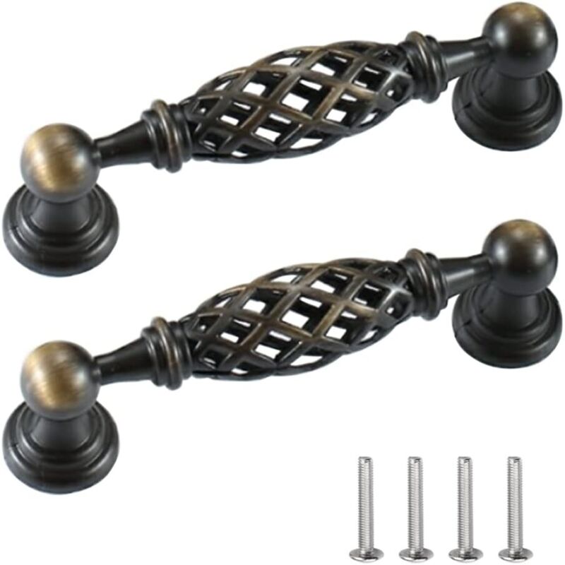 Tirador para mueble vintage, 2 piezas, para armario de cocina, antiguo, para puerta de cajón, con tornillos, 96 mm de separación.