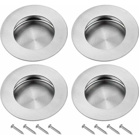 Tirador para puerta corredera, empotrado, tiradores redondos de acero inoxidable con ranuras invisibles para puerta corredera, armario, cajón extraíble, 4 piezas