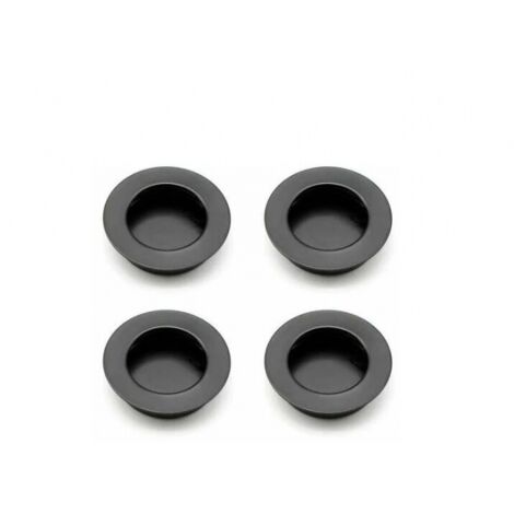Tirador para puerta corrediza (4 piezas), redondo, con tirador empotrado para cajones y armarios, color negro