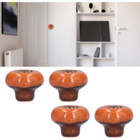 Tirador retro para vitrina de cerámica – 4 tiradores con estampado de leopardo naranja antiguo – dimensiones 32 x 34 mm