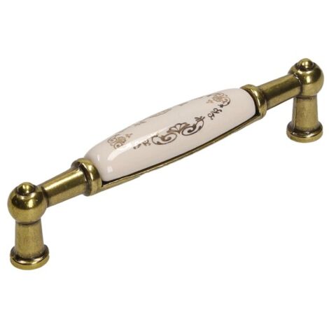 Tirador UP21, oro antiguo, porcelana MLK-3, 96 mm