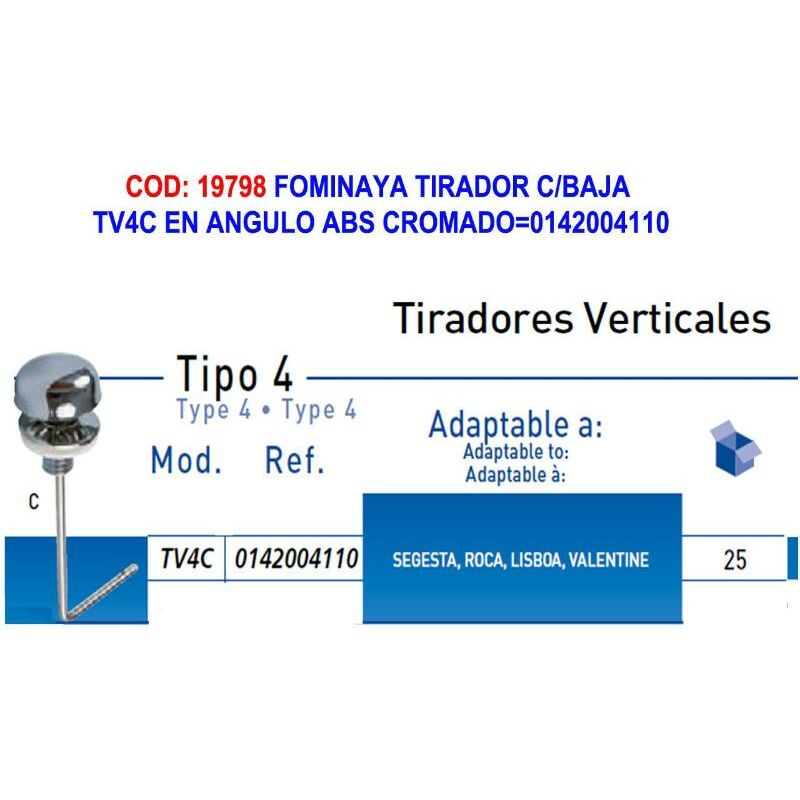 

MIBRICOTIENDA fominaya tirador c-baja tv4c en angulo abs cromado 0142004110