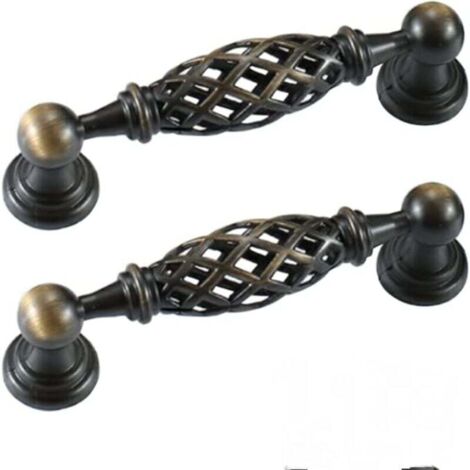 Tirador vintage para muebles KZQ (2 piezas), para armario de cocina, antiguo, para puerta o cajón, con tornillos, distancia entre agujeros: 96 mm