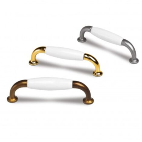 Tirador Vlak 9700 - Blanco/Estaño rústico. 110x14x31mm. Entrepuntos 96mm.