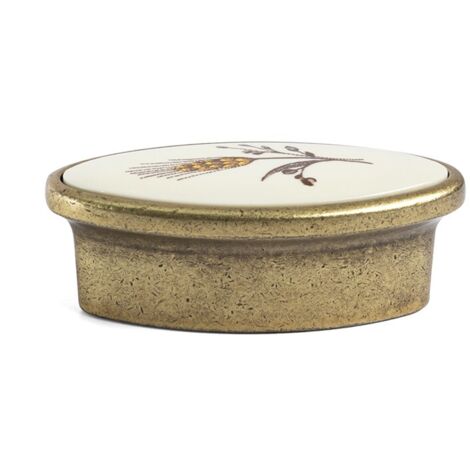 tirador y pomo modelo oasis porcelana acabado marfil / bronce acabado bronce distancia 0mm-1 agujero