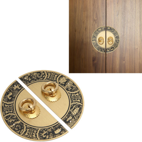 Tiradores antiguos de estilo vintage para armarios y puertas dobles – Redondos, chapados en oro – Diseño decorativo, 11 cm, para armarios y muebles.