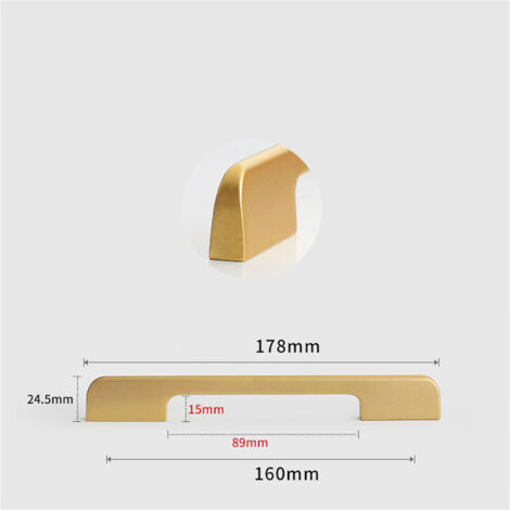 Tiradores de aleación de aluminio para puertas de armarios y zapateros, tipo A, con una distancia entre orificios de 160 mm, color dorado.