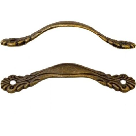 Tiradores de cajón KZQ, tiradores de hierro para puertas de armarios, cómodas y aparadores, estilo retro vintage, diseño antiguo, bronce, 82 x 14 mm, juego de 2