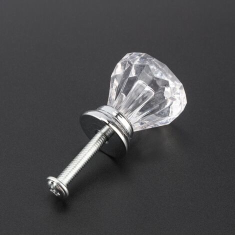 Tiradores de cristal con forma de diamante para armarios: 12 pomos de acrílico transparente para armarios de cocina y cómodas. Fácil instalación.