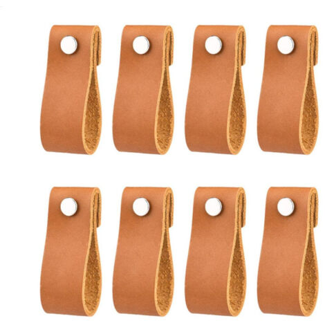 Tiradores de cuero para muebles de 6 x 2 cm, vintage, hechos a mano, para muebles de cocina, baño y armarios, Irisfr (café, 8 unidades)
