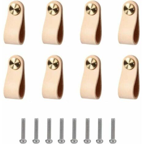 tiradores de cuero para muebles, tiradores de armario para muebles exquisitos, accesorios de decoración con tornillos.