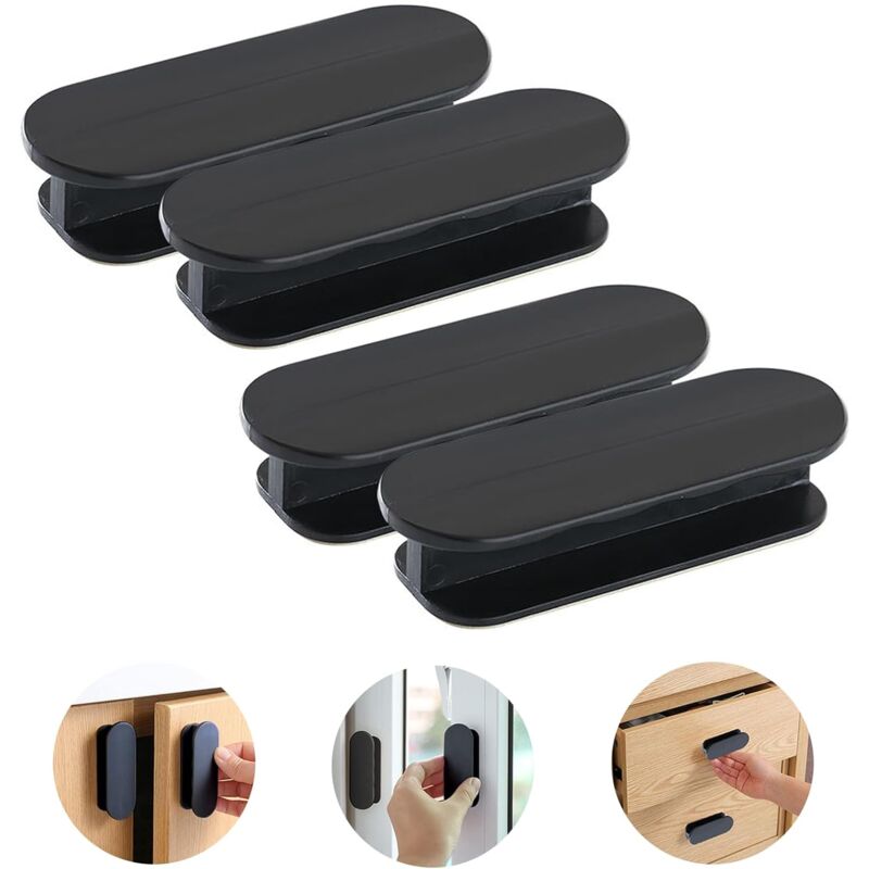 Tiradores de puerta autoadhesivos, juego de 4, tiradores de armario, tiradores de muebles, tiradores de puerta, puertas de balcón, exteriores,