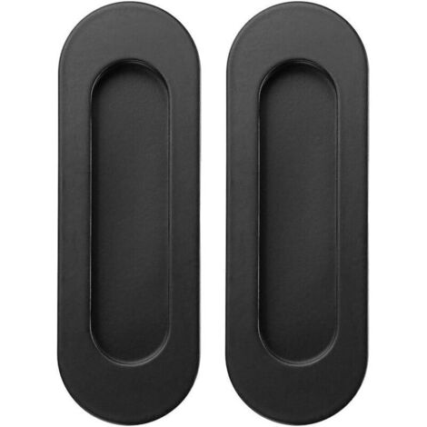 Tiradores ovalados empotrados para puertas correderas, de acero inoxidable negro – Juego de 2 unidades para puertas, armarios y cajones.