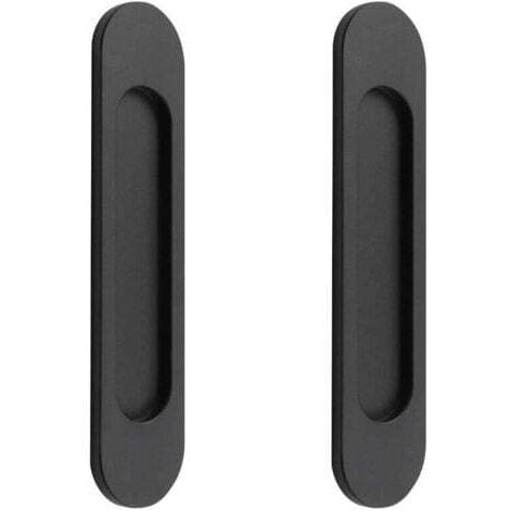 Tiradores ovalados para puertas corredizas, autoadhesivos, de aleación de aluminio negro mate, sin perforaciones, para puertas corredizas y ventanas de armarios, paquete de 2, 148 cm
