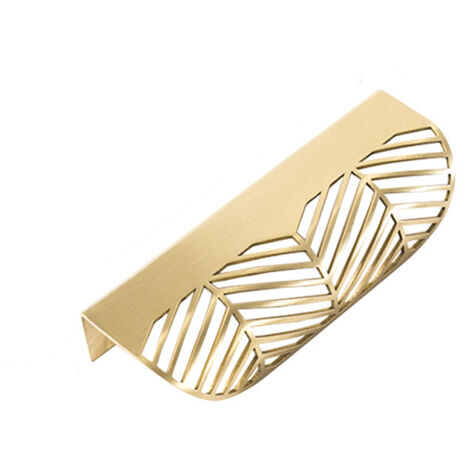 Tiradores para armarios con forma de hoja de oro, 2 piezas - Tiradores de latón dorado para puertas y cajones de cocina - Pomos de cobre