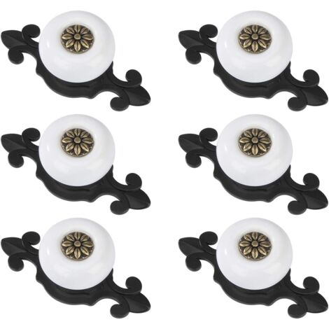 Tiradores redondos para puertas, pomos vintage para cajones, tiradores con tornillos para armarios, mesitas de noche, librerías y muebles. 6 piezas en blanco y negro.