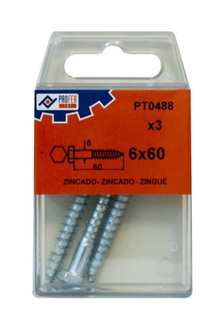 

Tirafondo Barraquero Zn C/3 Pz 48517-PT0488 - 6X60 MM.. - Neoferr