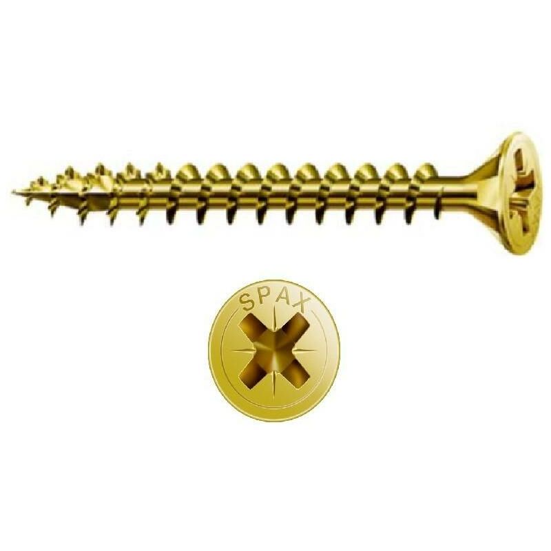 

Tornillo rosca madera cabeza plana pozidriv spax yellow largo 30mm diámetro 5mm (caja 500) - Mibricoplus