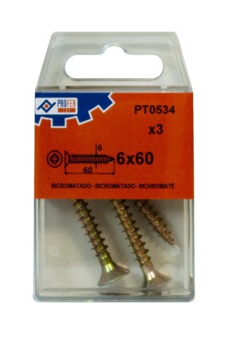 

Tirafondo C/plan Pozi Bic C/3 48563-PT0534 - 6X60 MM.. - Neoferr