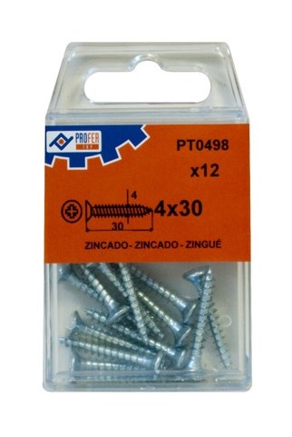 

Tirafondo C/plana Pozi Zn C/12 48527-PT0498 - 4X30 MM.. - Neoferr