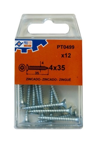 

Tirafondo C/plana Pozi Zn C/12 48528-PT0499 - 4X35 MM.. - Neoferr