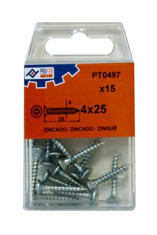 

Tirafondo C/plana Pozi Zn C/15 48526-PT0497 - 4X25 MM.. - Neoferr