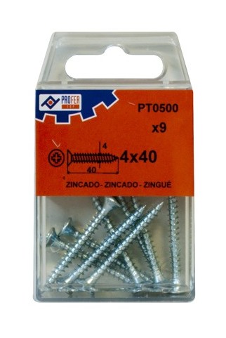 

Tirafondo C/plana Pozi Zn C/9 48529-PT0500 - 4X40 MM.. - Neoferr