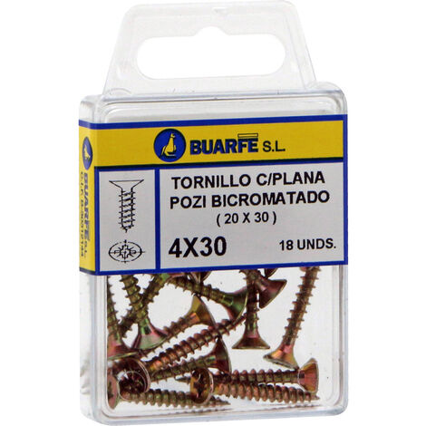 Tirafondo cabeza plana Pozidriv - 4x20 mm - 24 Uds.