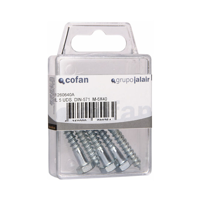 

Tirafondo DIN 571 Blister Estandar Medida:8,0 x 100 10 Cajas de 2 unidades