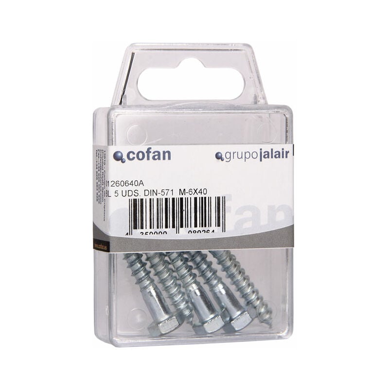 

Tirafondo DIN 571 Blister Estandar Medida:8,0 x 80 10 Cajas de 2 unidades