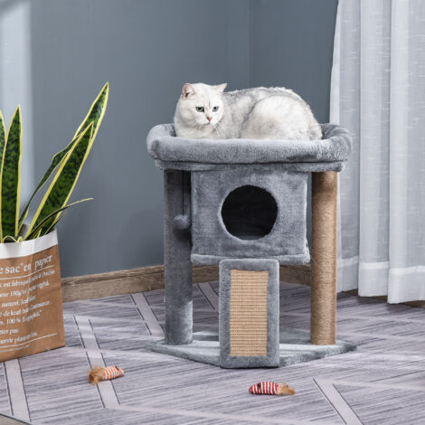 Tiragraffi 40x40x57cm compatto per gatti piccoli fino a 5 kg MDF grigio chiaro