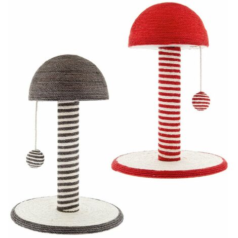 Tiragraffi a forma di fungo con gioco pendente per gatti - grigio
